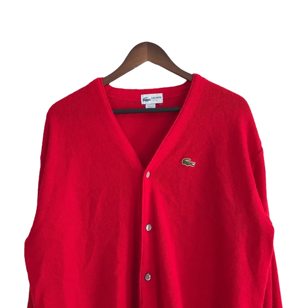 Vintage Lacoste Orlon Acrylic Red Cardigan Sweater
